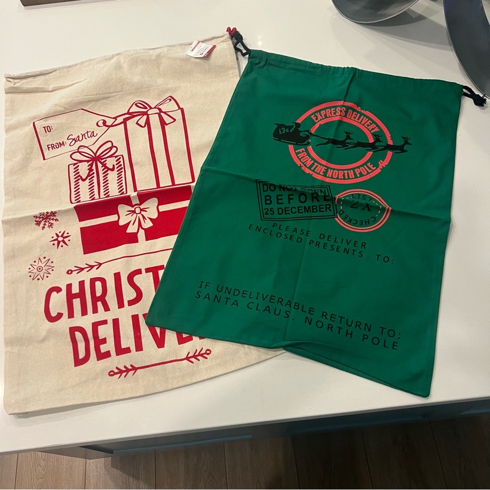 Target Canvas Christmas Gift Bags - Red and Green